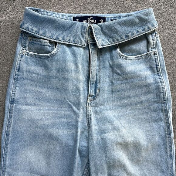 Hollister Vintage Stretch Fold Over Ultra High Rise Mom Jean Light Wash Denim 25 - Picture 4 of 16